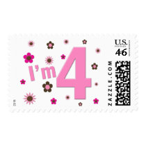 I'm 4 Pink & Brown Flowers stamps