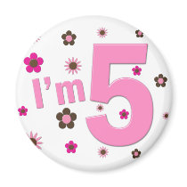 I'm 5 Pink And Brown Flowers magnets