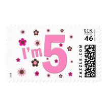 I'm 5 Pink And Brown Flowers stamps