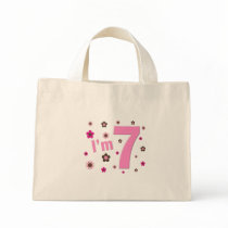 I'm 7 Pink And Brown Flowers Canvas Bags