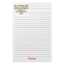 I'm a Cancer Girl Personalized Stationery