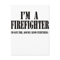I'm a firefighter black postcard