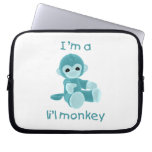 I'm a l'il monkey (teal) laptop sleeves