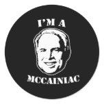 I'M A MCCAINIAC ROUND STICKERS