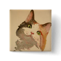 I'm All Ears: Calico Cat Portrait Button