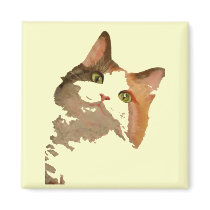 I'm All Ears: Calico Cat Portrait Fridge Magnet