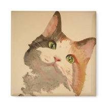 I'm All Ears: Calico Cat Portrait Magnet