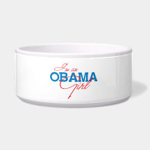 I'M AN OBAMA GIRL -.png Dog Food Bowls