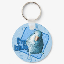I'm Blue Quaker Parakeet Keychain by MenagerieMayhem I'm Blue Quaker Parakeet Keychain