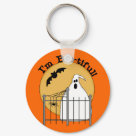 round_keychain - Halloween ghost design T-shirts, hoodies, sweatshirts, tank tops, bodysuits, mugs, cards, stickers, trick or treat bags, and more with a ghost design and text that reads Im Boo-tiful!: Sizes 