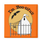 square_magnet - Halloween ghost design T-shirts, hoodies, sweatshirts, tank tops, bodysuits, mugs, cards, stickers, trick or treat bags, and more with a ghost design and text that reads Im Boo-tiful!: Sizes 