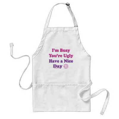 I'm Busy You're Ugly Have a Nice Day Apron by ironydesign
