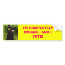 I'M COMPLETELY INSANE...AND I VOTE! Bumpersticker