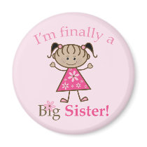 I'm Finally a Big Sister Ethnic Stick Figure Girl Magnet