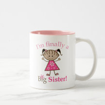 I'm Finally a Big Sister Ethnic Stick Figure Girl Mugs