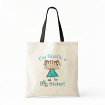 I'm Finally a Big Sister Stick Figure Girl Bags
