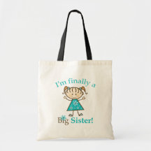 I'm Finally a Big Sister Stick Figure Girl Bags
