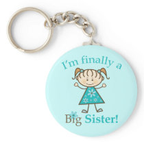 I'm Finally a Big Sister Stick Figure Girl Key Chains