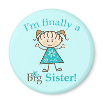 I'm Finally a Big Sister Stick Figure Girl Fridge Magnet