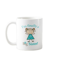 I'm Finally a Big Sister Stick Figure Girl Coffee Mugs