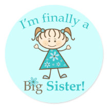 I'm Finally a Big Sister Stick Figure Girl Stickers