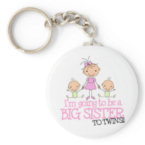 I'm Going to Be a Big Sister to TWINS Keychain