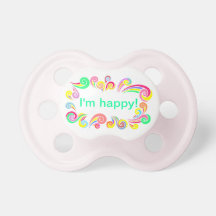 I'm Happy Pacifier with Swirls and Rainbows