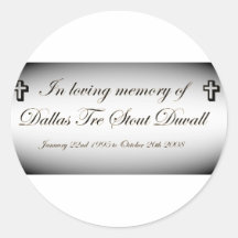 im memory of dallas tre stout duvall round stickers
