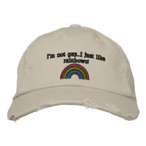 I'm not gay...I just like rainbows! embroidered hats by fokeeshosh I'm not gay...I just like rainbows! embroidered hats