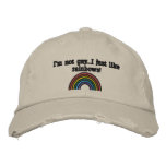 I'm not gay...I just like rainbows! embroidered hats