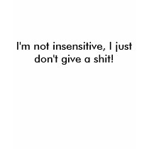 I'm not insensitive, I just don't give a shit! t-shirts
