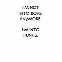 I'M NOT INTO BOYS ANYMORE. I'M INTO HUNKS. t-shirts