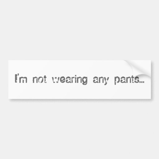 I'm not wearing any pants... bumper sticker Zazzle