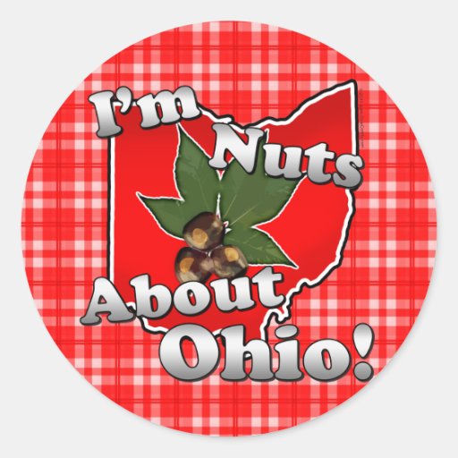I'm Nuts About Ohio, Funny Red Buckeye Nut Stickers