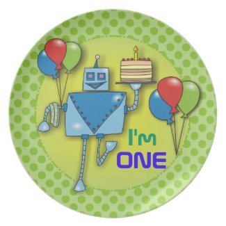 I'm ONE 1st Birthday Party Green Polka Dots Plates