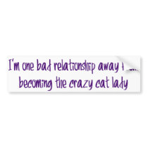 I'm one bad relationship away from... bumper sticker