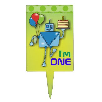 I'm ONE Shiny Robot Green Cake Toppers