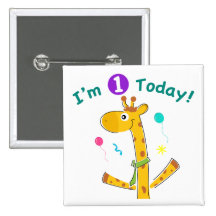 I'm One Today - Giraffe Design Buttons