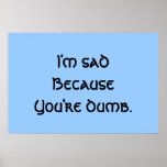 I'm Sad Because You're Dumb Poster