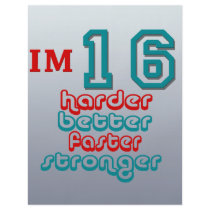 I'm Sixteen. Harder Better Faster Stronger! Birthd Custom Flyer