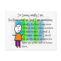 "I'm Sorry" Hilarious greeting card postcards by gailg1957 "I'm Sorry" Hilarious greeting card postcards