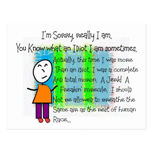 "I'm Sorry" Hilarious greeting card Postcard Zazzle
