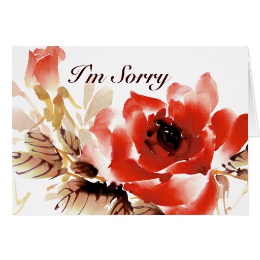 I'm Sorry Watercolor Rose Greeting Card Zazzle