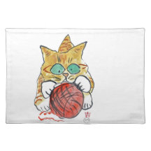 I'm stuck ion the yarn meows the kitten placemats