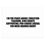 I'm the liberal you were warned about postcard