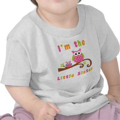 Im the Little Sister Cute Pink Owls Shirts