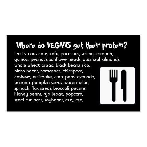 I'm Vegan: Protein Business Card (front side)