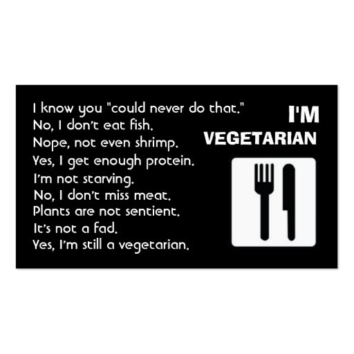 I'm Vegetarian: Answers Business Card (front side)