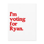 I'M VOTING FOR PAUL RYAN POSTCARDS
