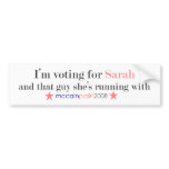 I'm Voting for Sarah Bumper Stickers